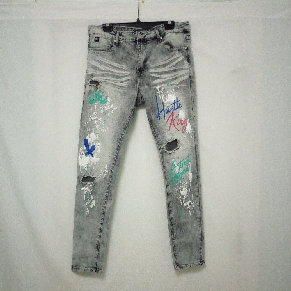 Switch Graphic Paint Splatter Acid Wash Mens Jeans sz 36 x 32